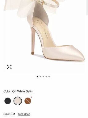 Jessica Simpson Cream Satin Pointed-Toe Ankle-Strap Pump
